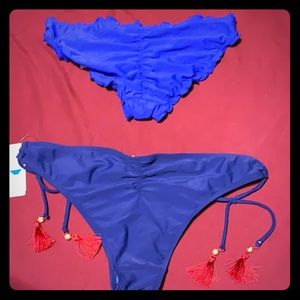 Bikini swim suit bottoms Lot of 2 blue medium